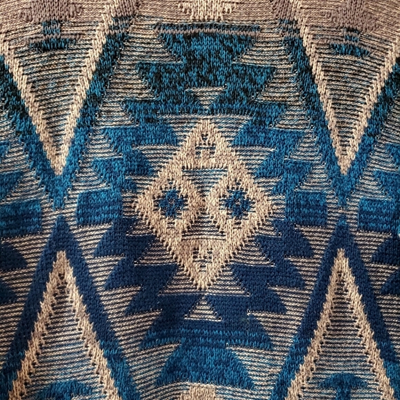Lucky Brand - Aztec Knit Open Front Longline Cardigan - Size M - Picture 7 of 10